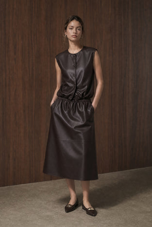 Clare eco leather vest | Dark Brown