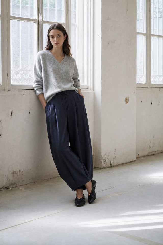 V-neck melange pullover 26553 | Grey