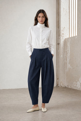 Elodie viscose blend barel pants | Blue Denim