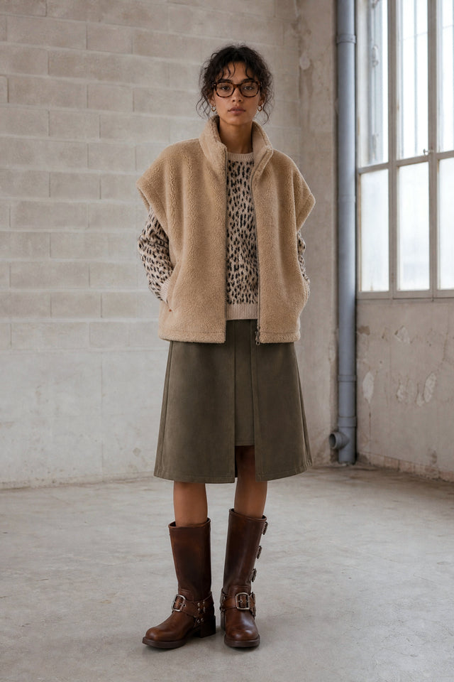 Nataly skuba velvet skirt | Army
