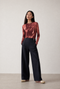 Janette allover print top | Allover Bordeaux
