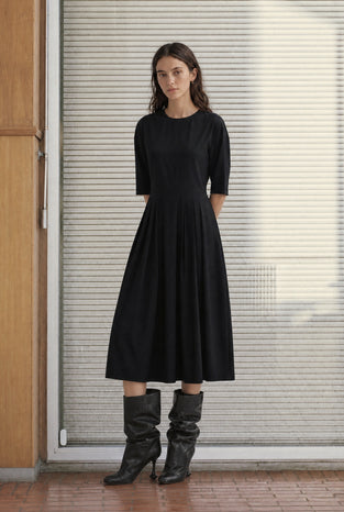 Heide tech jersey dress LS | Black