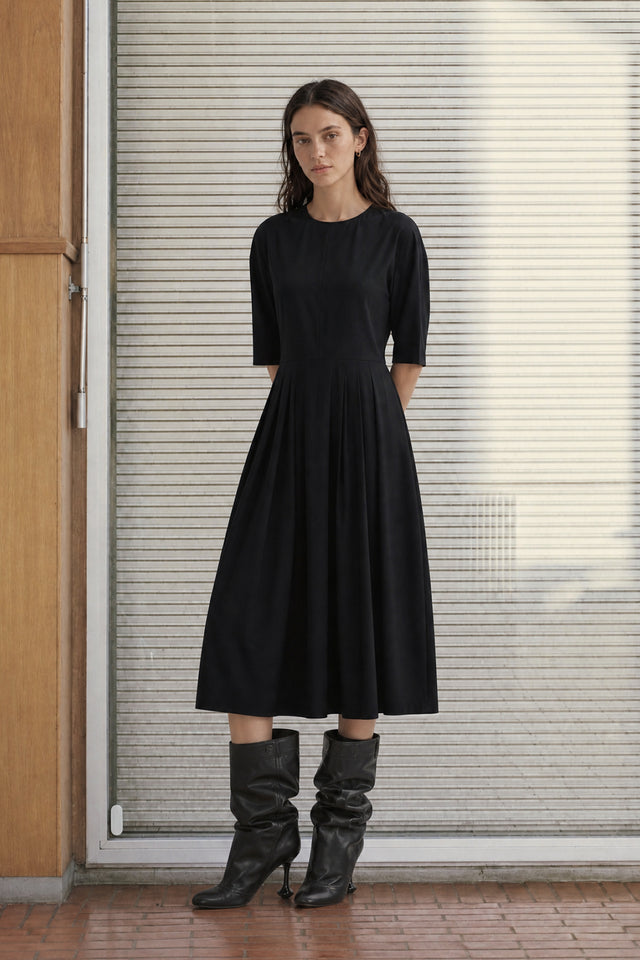 Heide tech jersey dress LS | Black