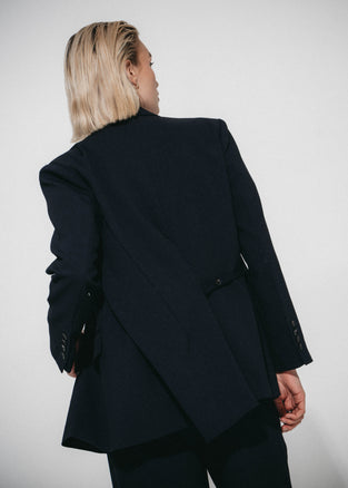 Indira back details blazer | Dark Blue