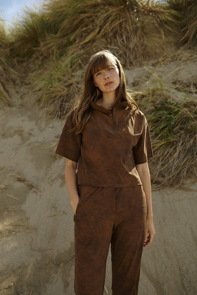 Leone blouse technical jersey | Caramel