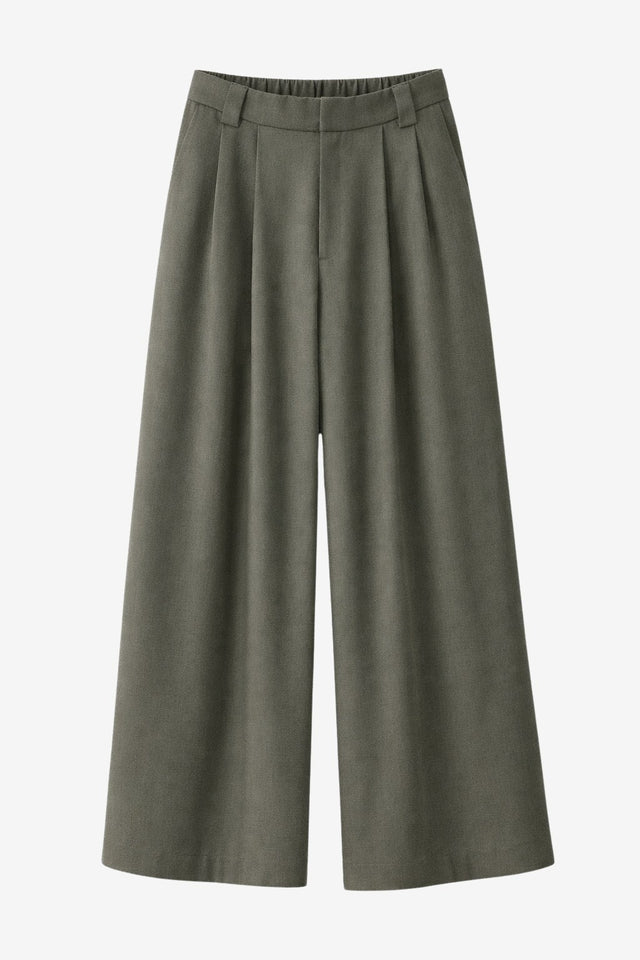 Lean wide-leg pants | Green Melange