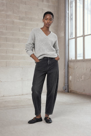 V-neck melange pullover 26553 | Grey