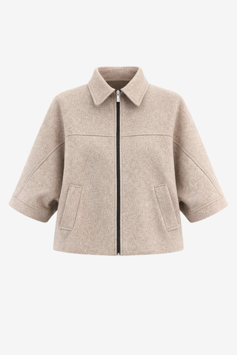 Ponzio wool short sleeve jacket | Beige