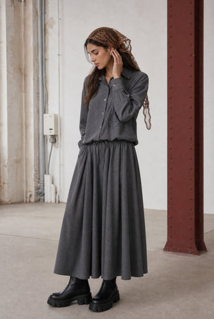 Camilla light flannel blouse | Dark Grey