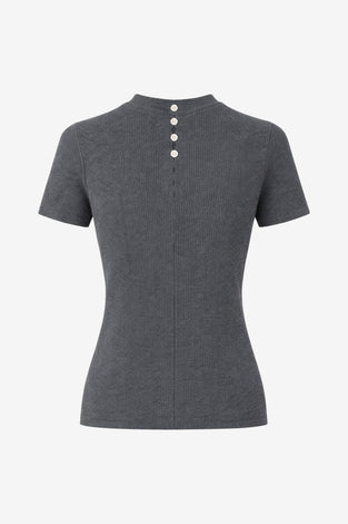 Rina rib knit top | Grey Melange