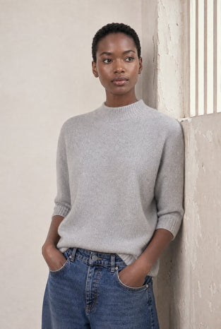 Alpaca knitted dyed top WP09 | Light Grey
