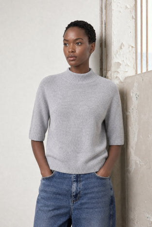 Alpaca knitted dyed top WP09 | Light Grey