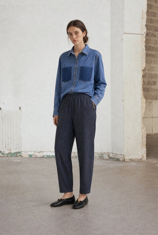 Viscose barel Pants | Blue