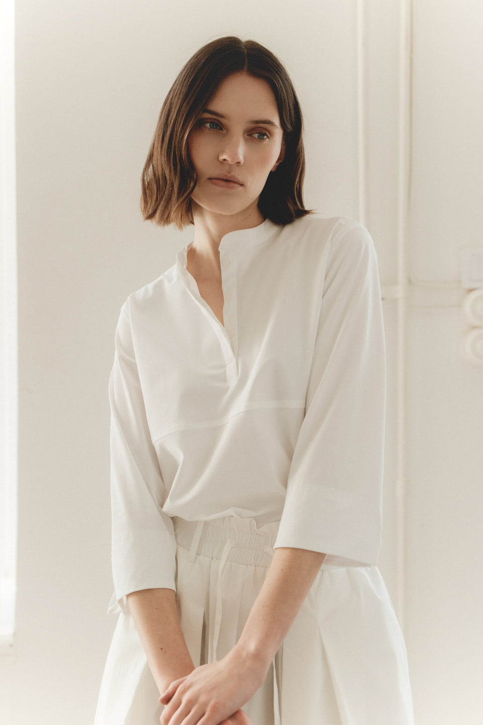 Damiana stretch technical jersey top | White