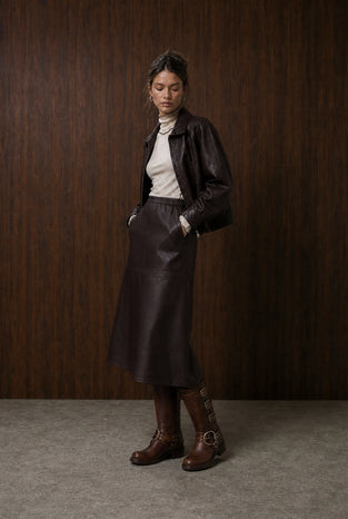 Elle eco leather skirt | Dark Brown