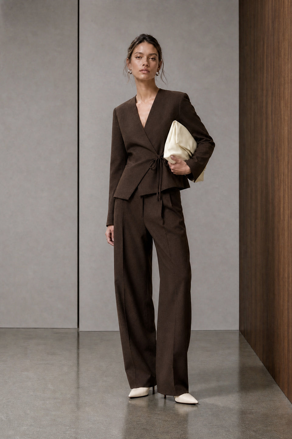 Jade fitted viscose blazer | Dark Brown