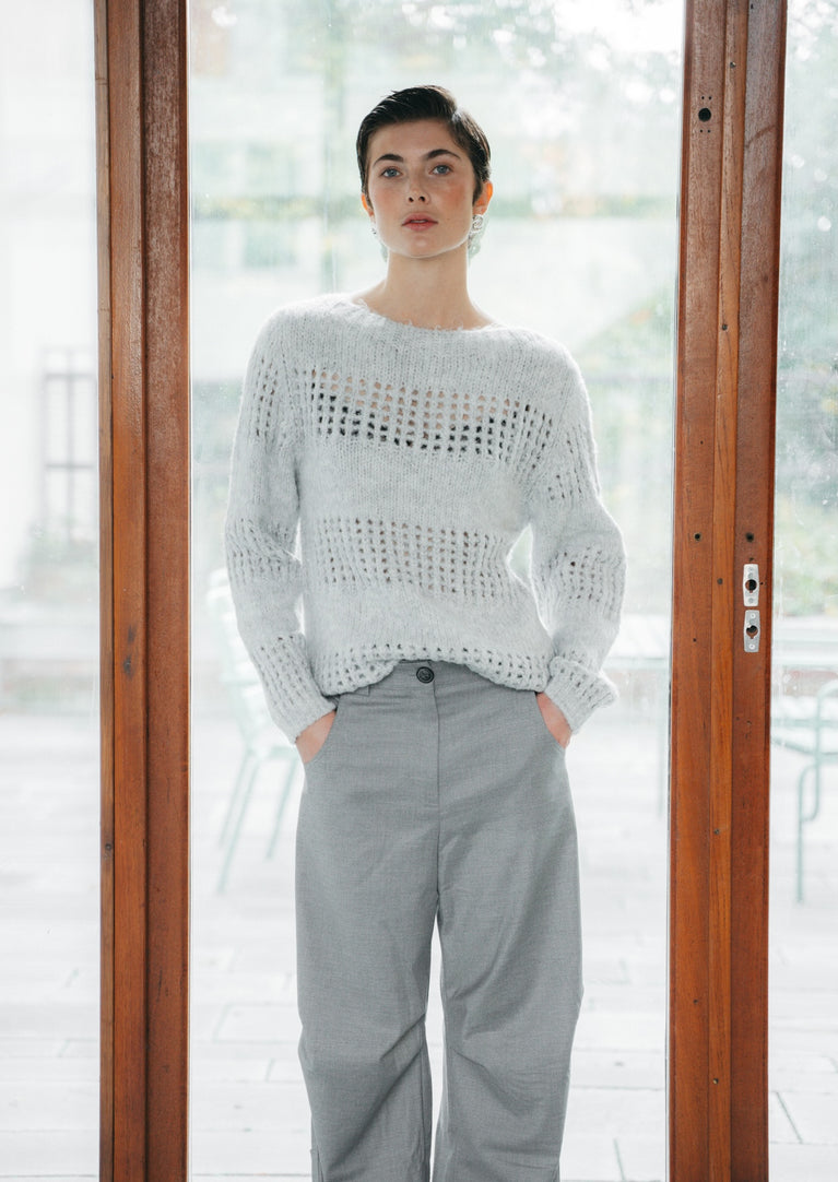 Shiny Pullover 1034 | Light Grey