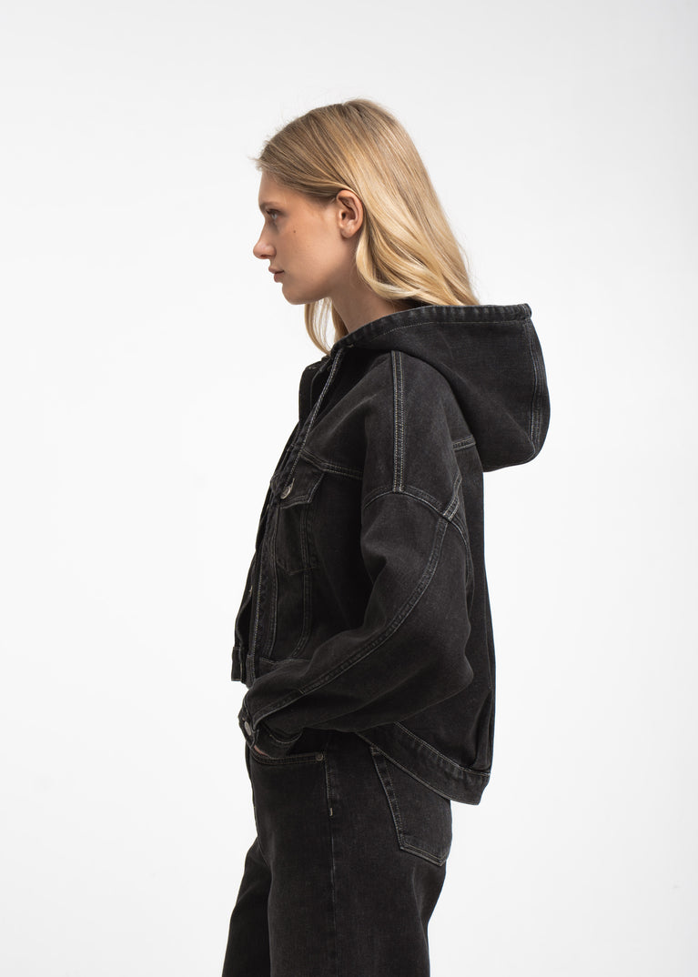Jessie faded hood jacket | Faded Black