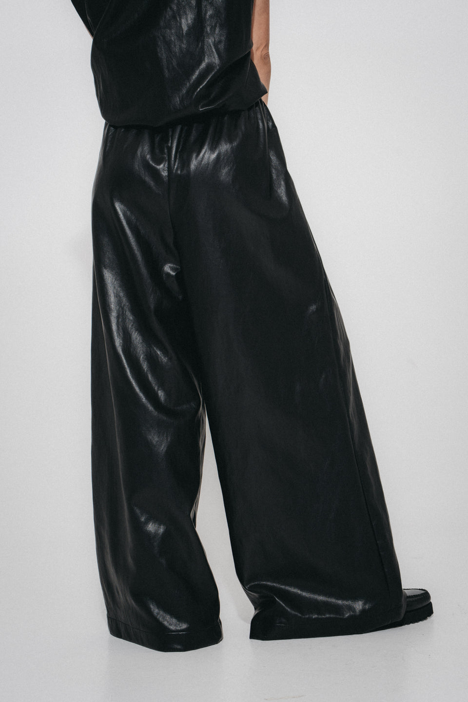 Sienna eco leather wide-leg pants | Black