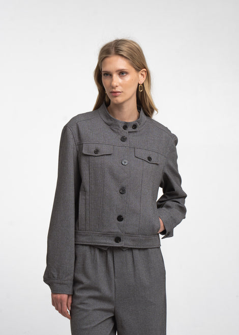 Ophelia viscose blend short jacket | Grey