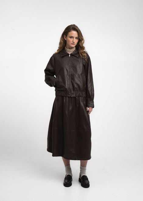Elle eco leather skirt | Dark Brown