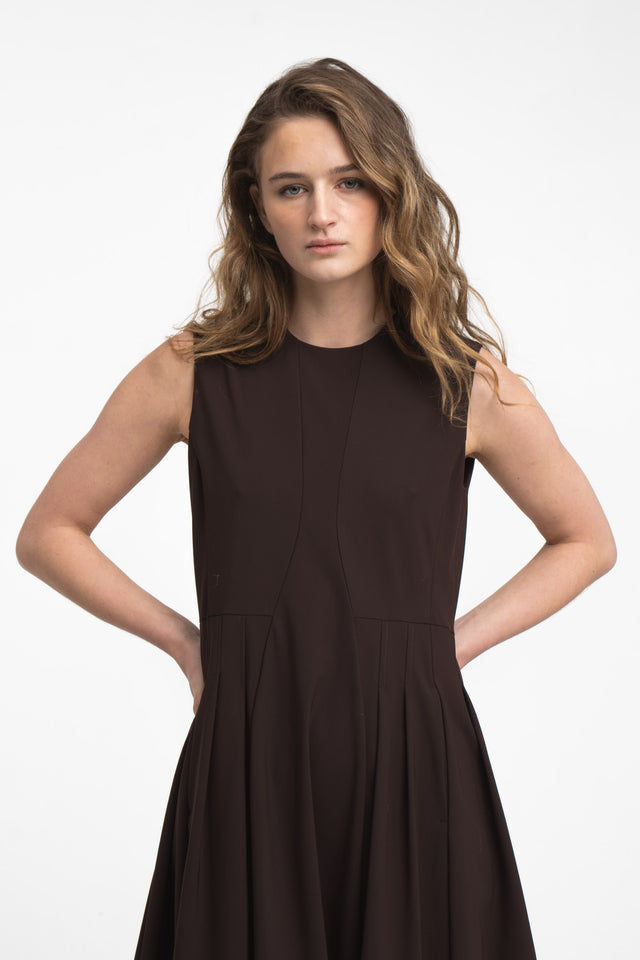 Heide dress technical jersey | Chocolate