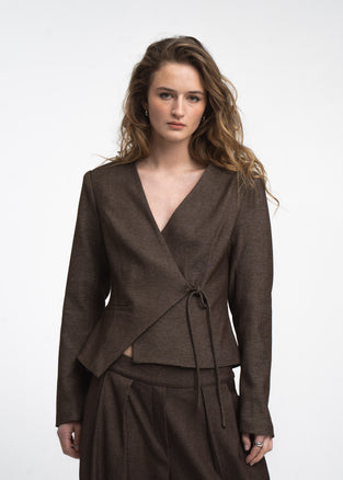 Jade fitted viscose blazer | Dark Brown
