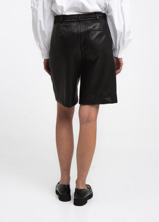Sola eco leather bermuda shorts | Black